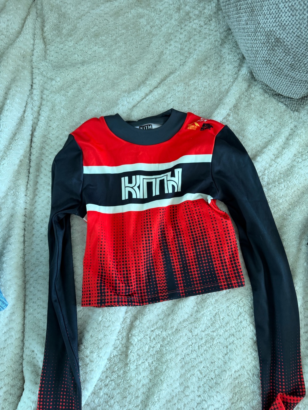 Kith Red, Black and White Long-Sleeve Crop Top